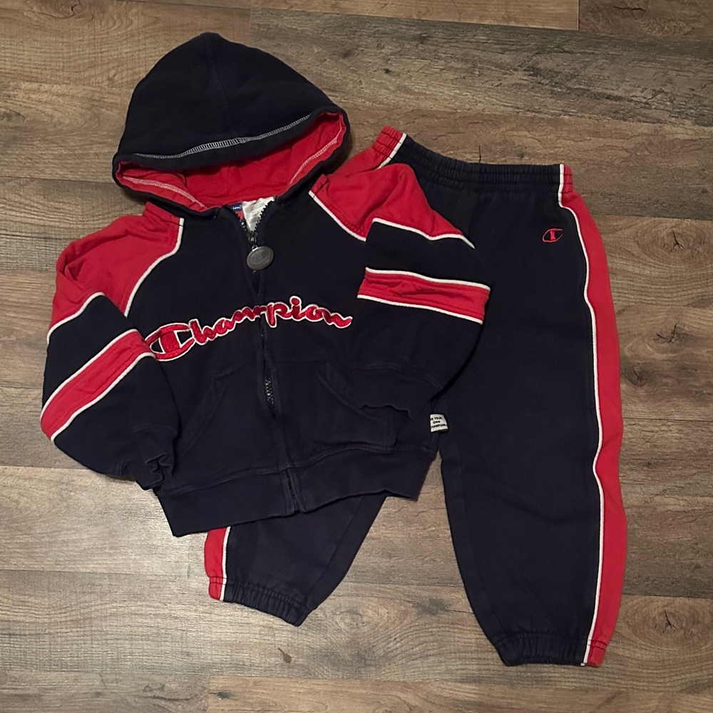 Champion Kids' Vintage Navy and Red Hoodie Set